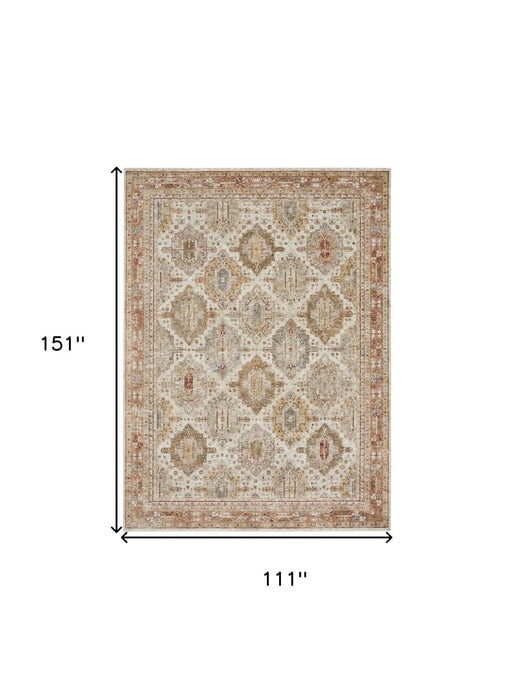 9' X 13' Geometric Distressed Area Rug (553095) - Beige