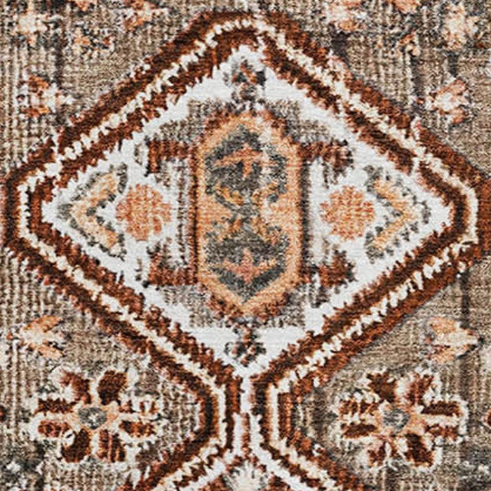10' X 14' Geometric Washable Area Rug With UV Protection (705155) - Chocolate / Rust / Ivory