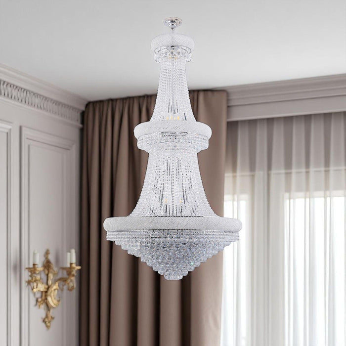 Empire Multi Light Crystal Metal Dimmable Chandelier - Clear / Silver