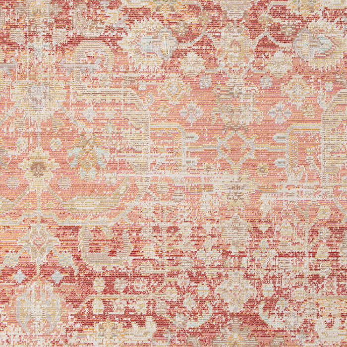 9' x 13' Floral Power Loom Area Rug - Salmon And Tan