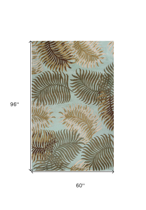 5' x 8' Wool Area Rug - Aqua