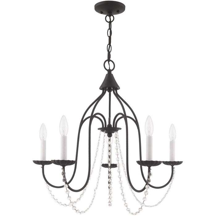 23" Five Light Dimmable Chandelier With Shades - Black