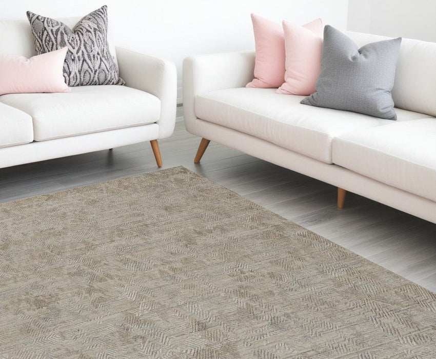 9' x 12' Abstract Hand Woven Area Rug - Gray And Taupe