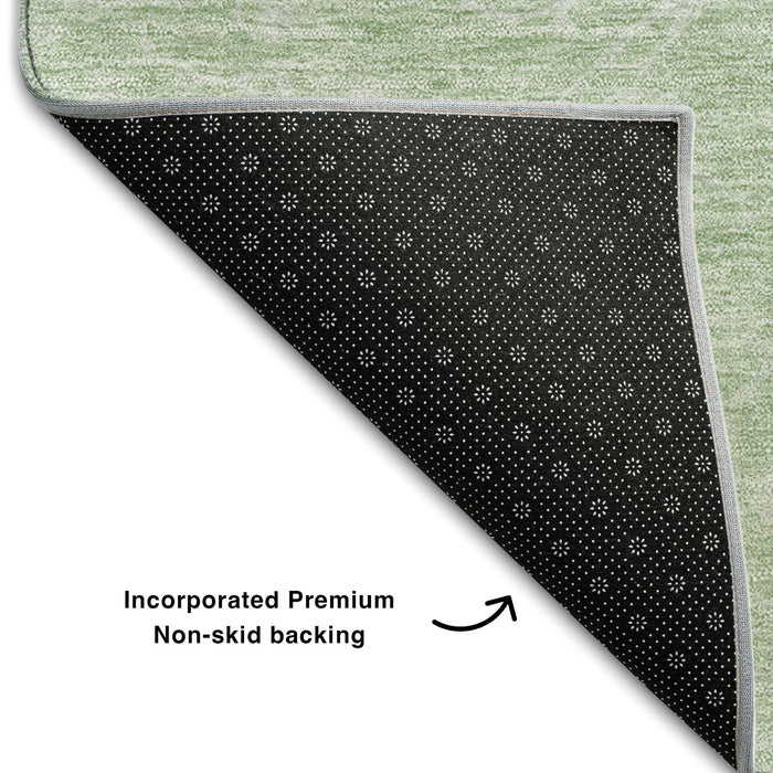 10' X 14' Abstract Washable Area Rug With UV Protection (654602) - Mint Green / Ivory