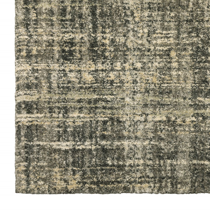 9.8' x 12.8' Abstract Power Loom Stain Resistant Area Rug - Charcoal Grey Beige And Tan