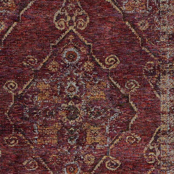 5' x 7' Oriental Power Loom Area Rug - Gold And Red
