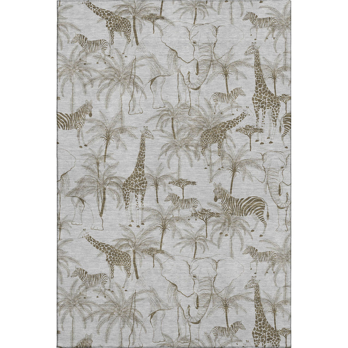 10' X 14' Geometric Washable Area Rug With UV Protection (646349) - Light Gray / Brown