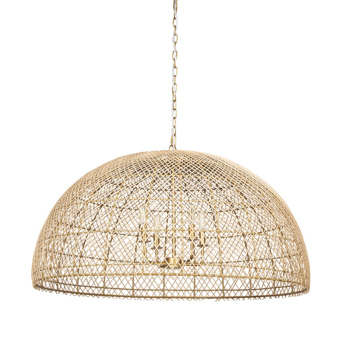 Four Light Rattan Dimmable Chandelier With Shades (731406) - Gold