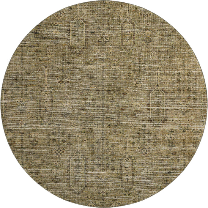 8' Southwestern Washable Round Rug With UV Protection - Brown / Beige