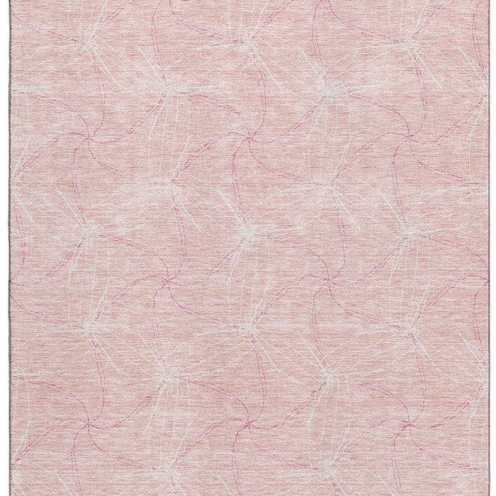 10' X 14' Geometric Washable Area Rug With UV Protection (676596) - Pink / Ivory
