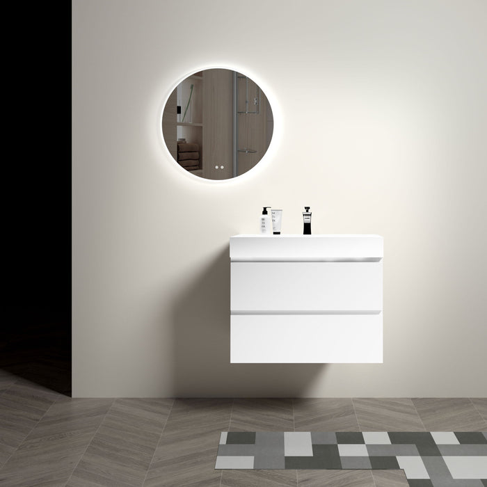 Giga Alice wall-mounted bathroom vanity with large storage, one-piece sink basin, modern floating design without drain or faucet