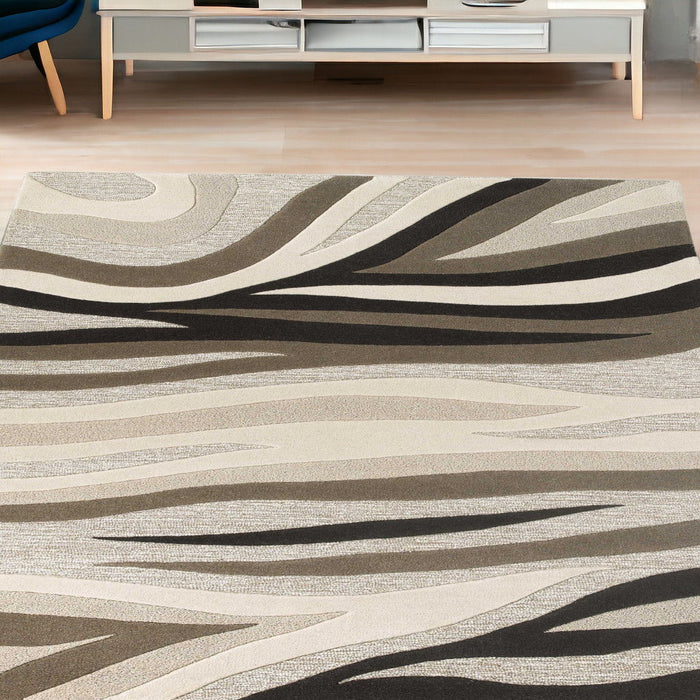 5' x 8' Hand Tufted Abstract Waves Indoor Area Rug - Natural Beige