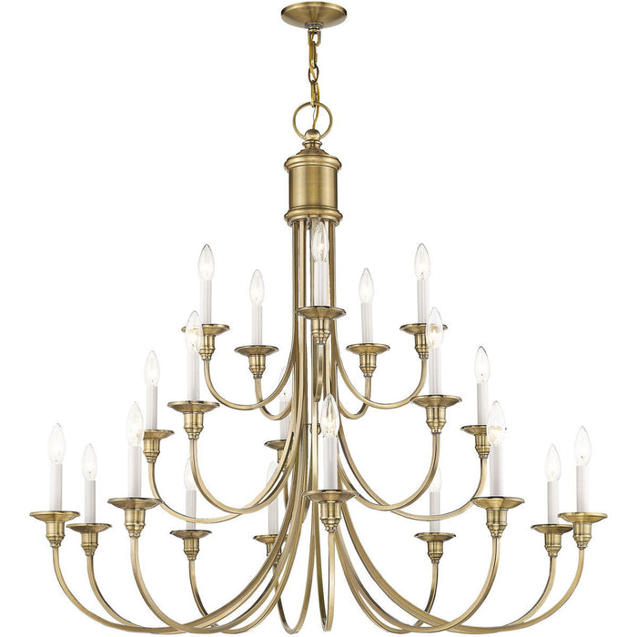 40" Multi Light Dimmable Chandelier With Shades - Antiqued Brass