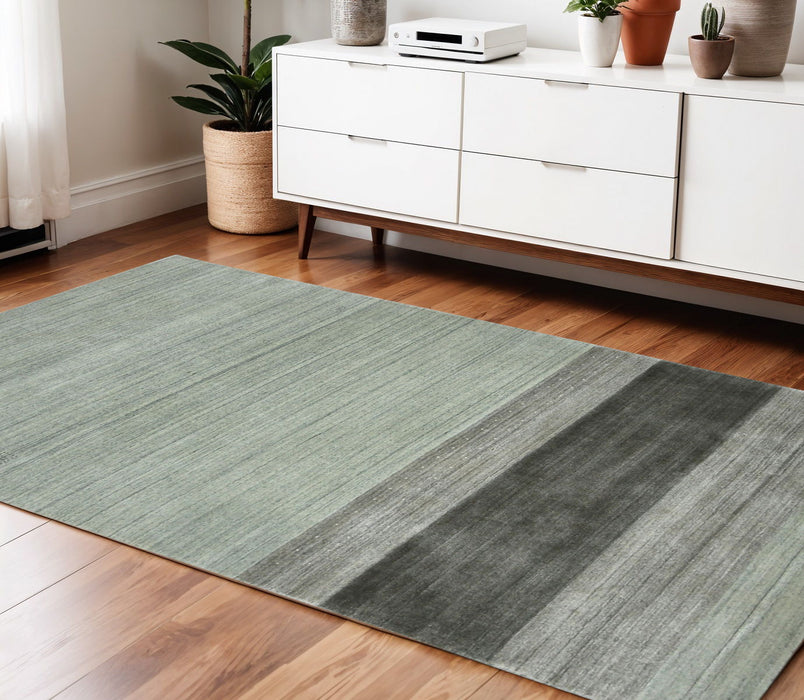 4' X 6' Wool Striped Hand Woven Area Rug - Gray / Light
