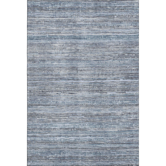 10' X 14' Striped Washable Area Rug With UV Protection (705605) - Sky Blue / Gray