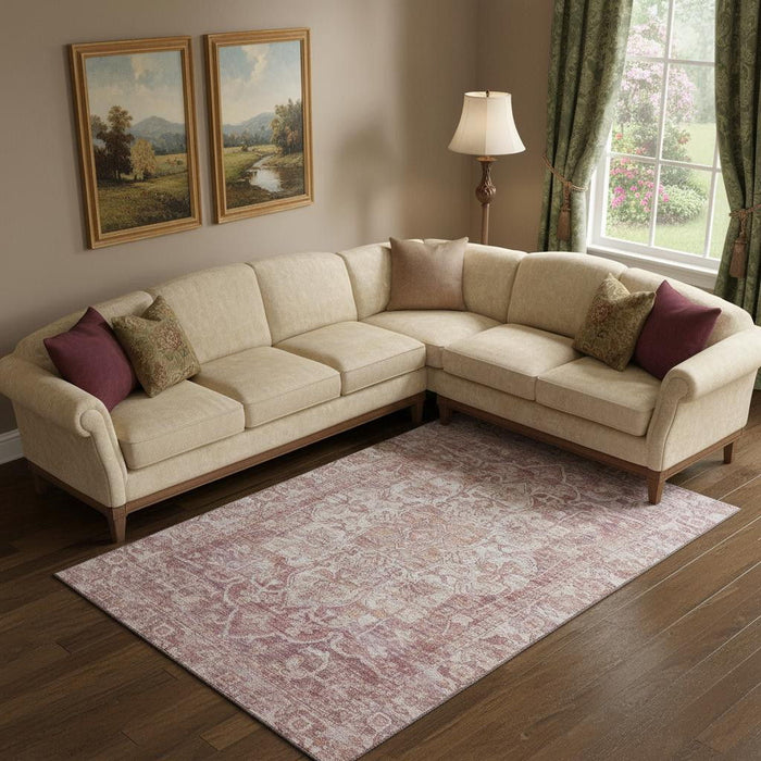 10' X 14' Oriental Washable Area Rug With UV Protection (699352) - Rust / Ivory