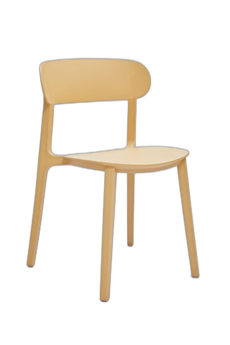 Heavy Duty Plastic Open Back Dining Side Chairs (Set of 4) - Yellow