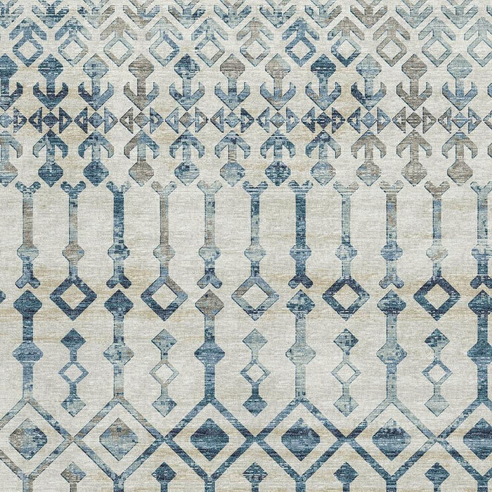 3' X 5' Tribal Washable Area Rug With UV Protection (644139) - Ivory / Blue