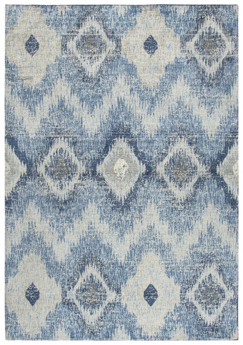 8' X 10' New Zealand Lambs Wool Hand Carved Handmade Area Rug (747449) - Blue / Dark Blue / Gray