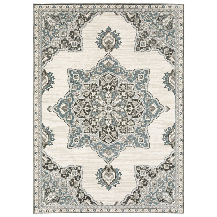 8' X 11' Medallion Area Rug - Brown And Blue