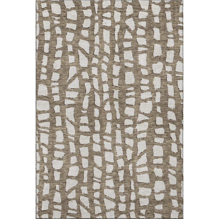 10' X 14' Cobblestone Washable Area Rug With UV Protection - Brown And Ivory