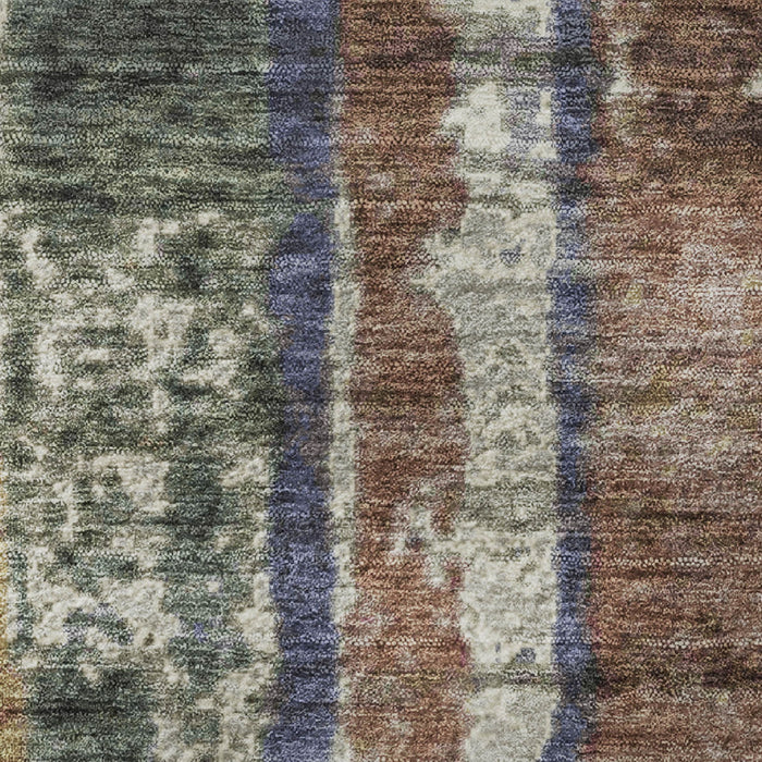 10' X 14' Striped Washable Area Rug With UV Protection (707791) - Blush / Sage / Gold