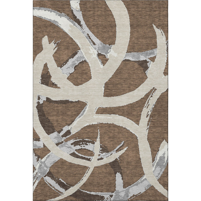 10' X 14' Abstract Washable Area Rug With UV Protection (680241) - Brown / Beige / Gray