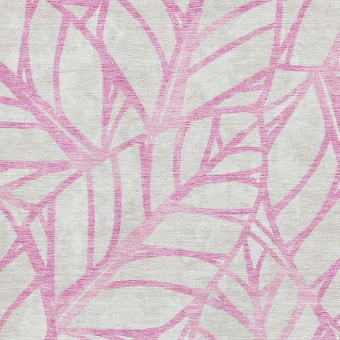 8' X 10' Floral Washable Area Rug With UV Protection - Pink And Beige