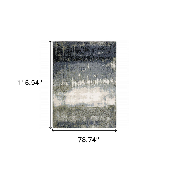 6' x 9' Abstract Power Loom Stain Resistant Area Rug - Blue Green Gray And Beige
