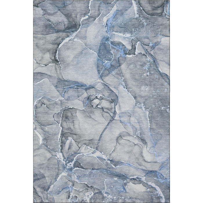 8' X 10' Abstract Washable Area Rug With UV Protection (647258) - Blue / Ivory