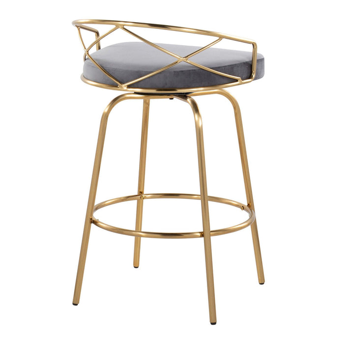Charlotte - Glam - 26" Fixed-Height Counter Stool (Set of 2) - Gold Base
