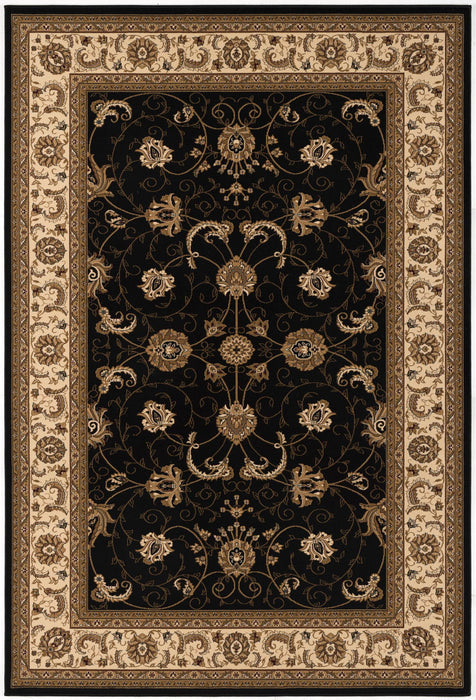 9.8' x 13.3' Oriental Washable Non Skid Area Rug - Beige And Black