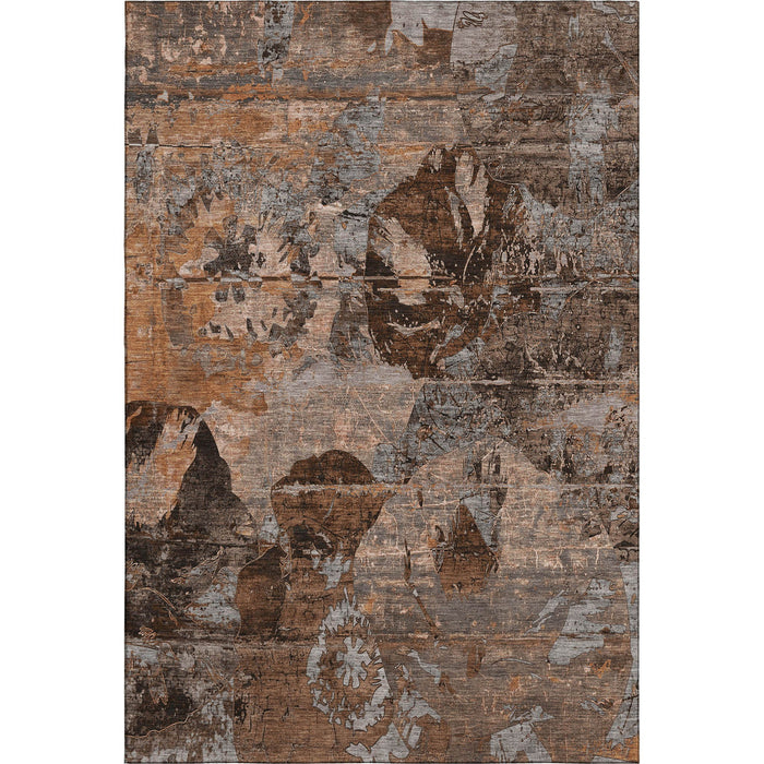 8' X 10' Abstract Washable Area Rug With UV Protection (648884) - Terra Cotta / Gray