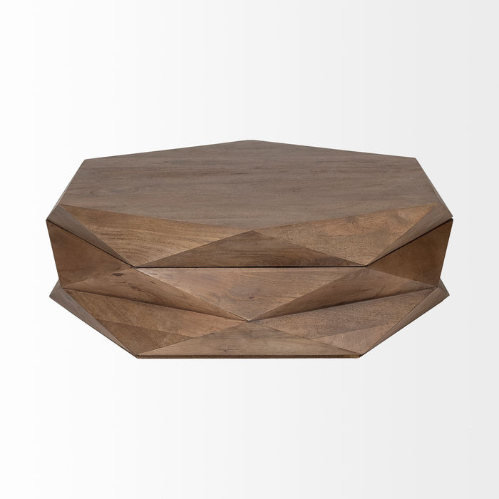 Solid And Manufactured Wood Hexagon Coffee Table - Brown