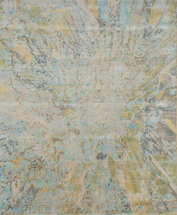 10' X 8' Abstract Hand Knotted Area Rug - Blue
