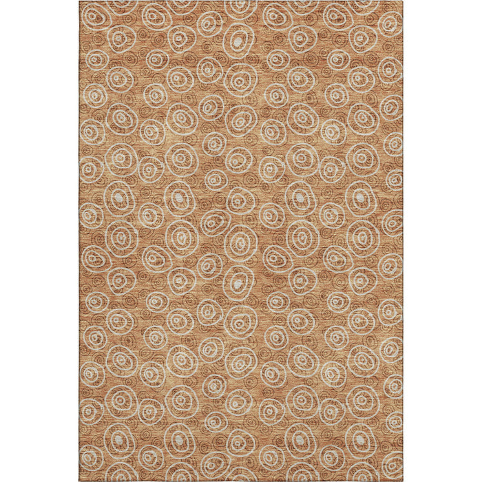 10' X 14' Polka Dot Washable Area Rug With UV Protection - Terra Cotta And Beige