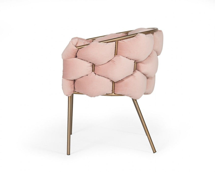 Upholstered Fabric Dining Arm Chair - Pink