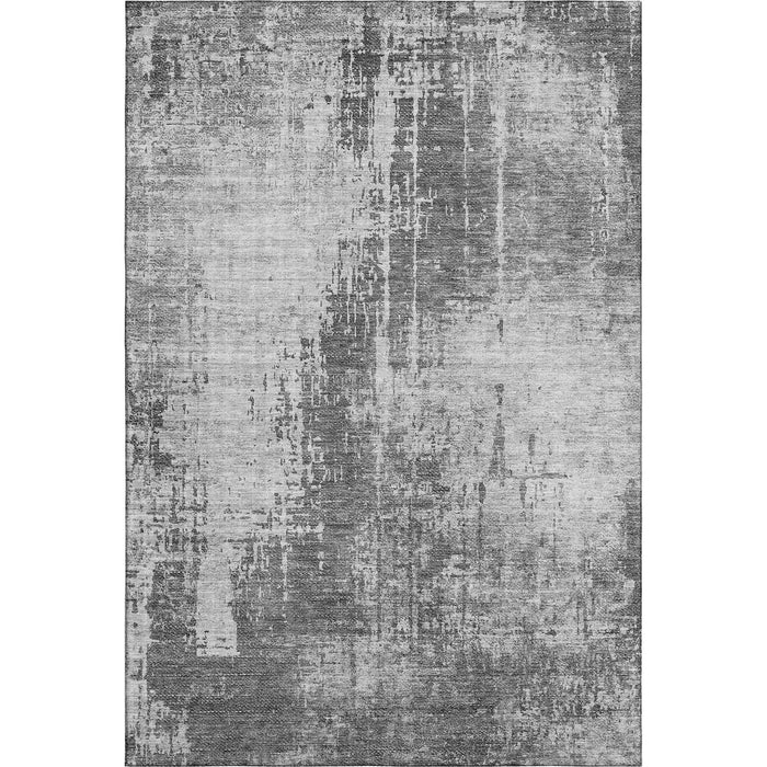 14' X 10' Abstract Washable Area Rug With UV Protection - Gray And Silver