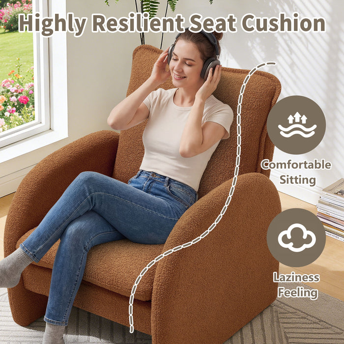 Giga modern Sherpa upholstered accent armchair with plush cushioning, ideal for living room, bedroom, or office lounge seating.