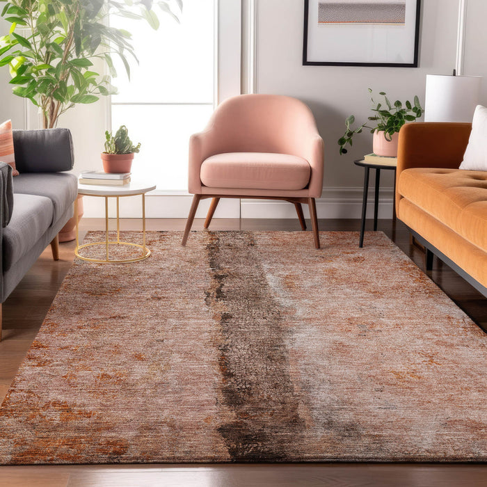 9' X 12' Abstract Washable Area Rug With UV Protection - Chili Red