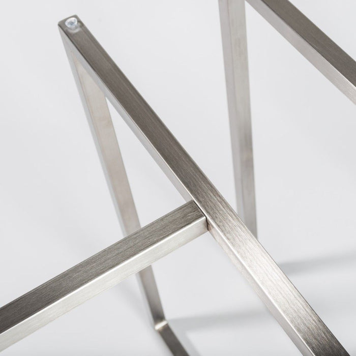 42" Rounded Glass And Metal Trestle Base Dining Table - Clear
