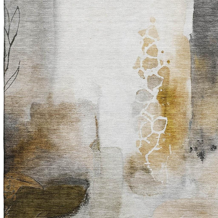 10' X 14' Abstract Washable Area Rug With UV Protection (714781) - Coffee / Ivory