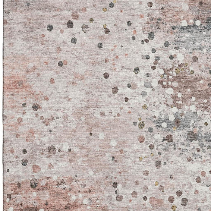 10' X 14' Abstract Washable Area Rug With UV Protection (710771) - Salmon / Ivory / Gray