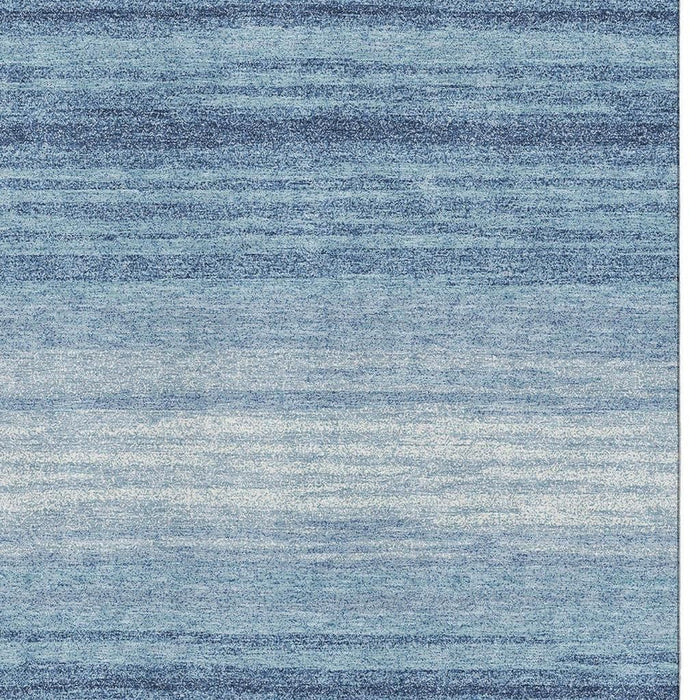 10' X 14' Striped Washable Area Rug With UV Protection (681095) - Blue / Ivory