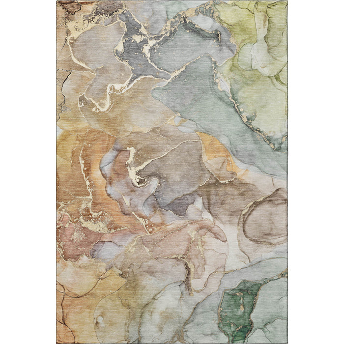 10' X 14' Abstract Washable Area Rug With UV Protection (646482) - Beige / Gray / Green