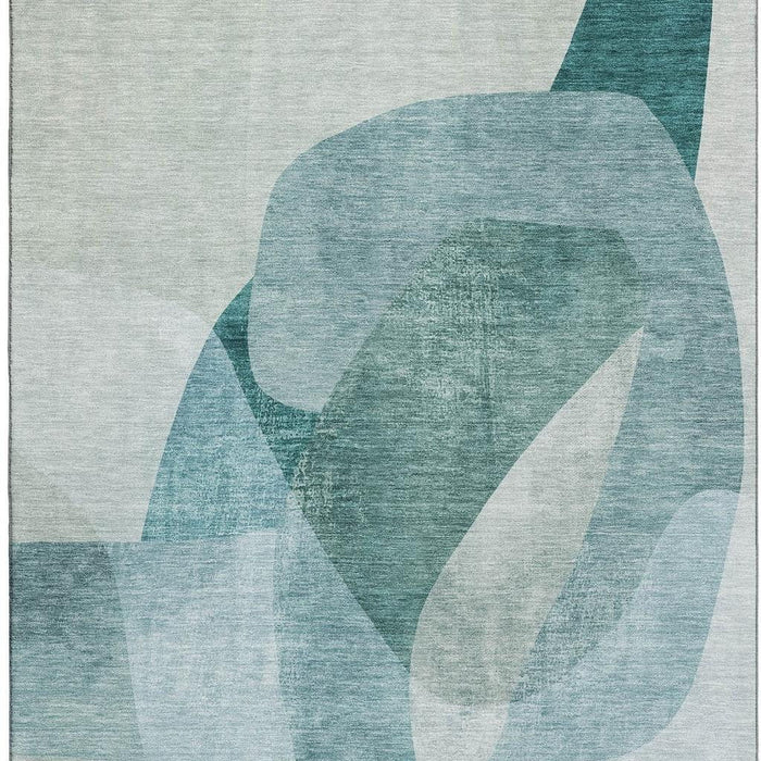 10' X 14' Abstract Washable Area Rug With UV Protection (716689) - Teal / Pale Aqua