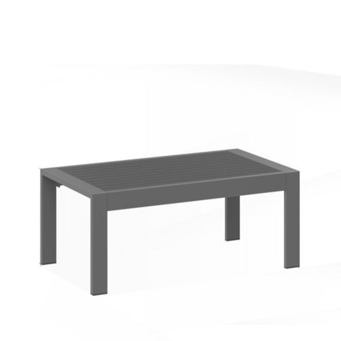 Giga all-weather outdoor coffee table with wood-look top, durable and stylish for garden or patio outdoor seating areas.