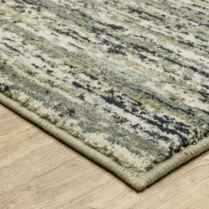 10' x 13' Abstract Power Loom Stain Resistant Area Rug - Blue Green Light Blue Gray And Ivory