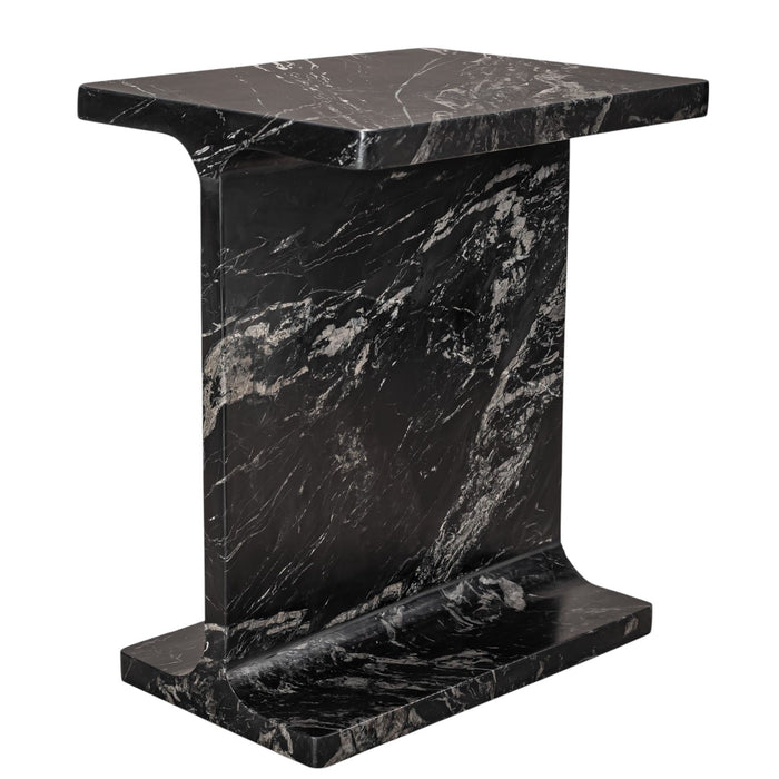 20" Marble Pedestal End Table - Black