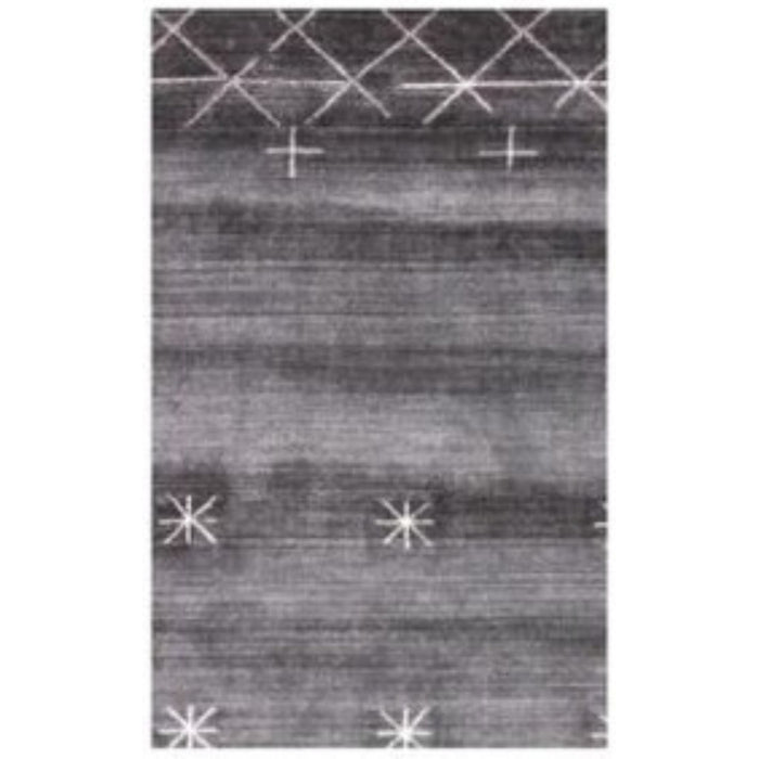 5' x 8' Abstract Ombre With Stars Hand Loomed Area Rug - Black Gray And White